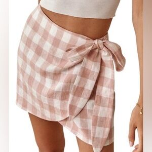 Reformation Sax Side Tie Linen Miniskirt In Primrose